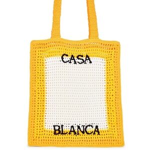 CASABLANCA CROCHET TOTE YELLOW AND WHITE